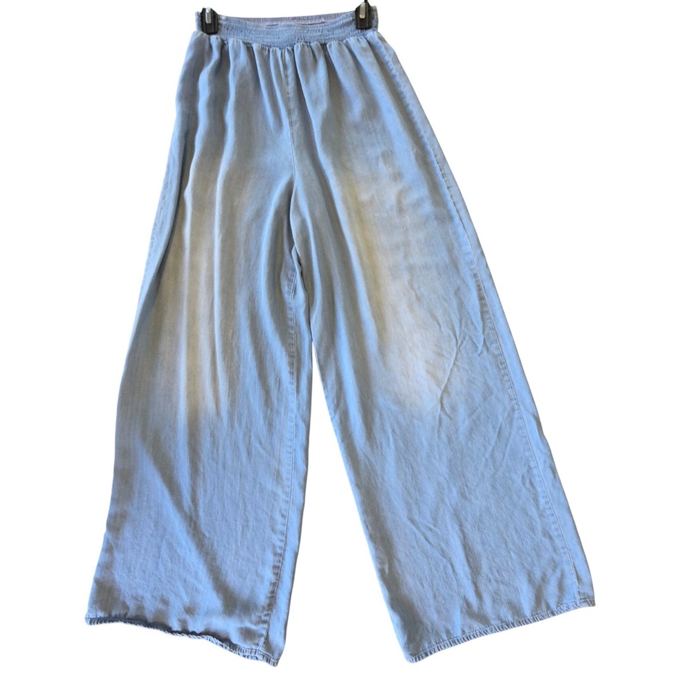 Lightweight Light Blue Wide Leg Pants Size S Resort Vacation Boho Hippie Indie